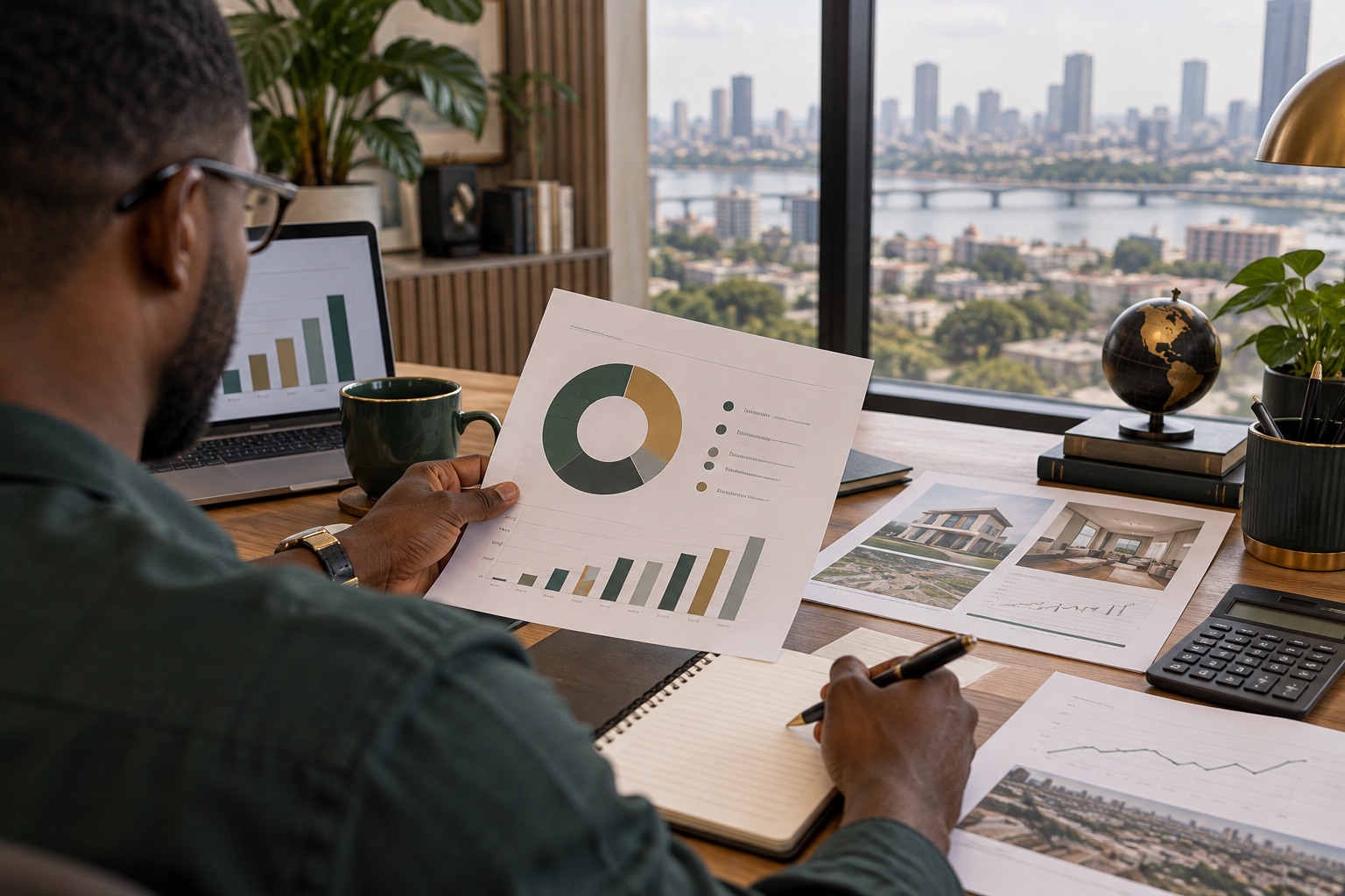 Investor reviewing a diversified asset allocation plan