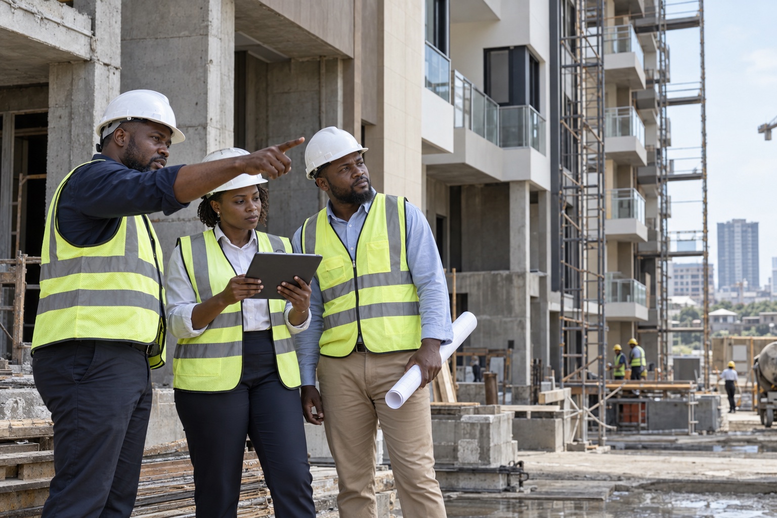 Nigerian property professionals carrying out an on-site inspection