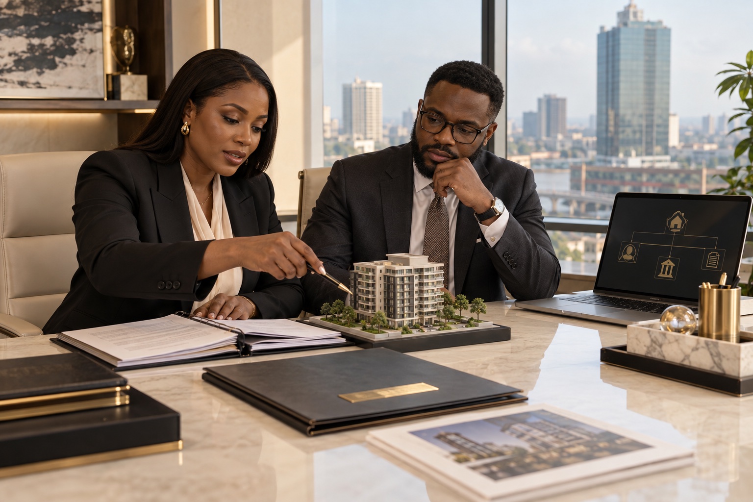 Nigerian legal and investment professionals reviewing an ownership structure